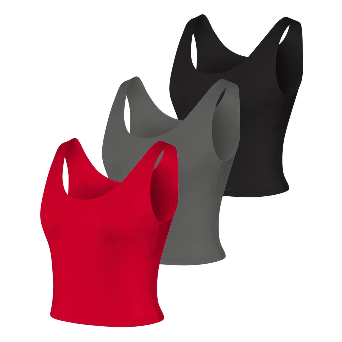 Hanes CoolDRI Women's Crop Tank with Built-in Shelf Bra, 3-Pack