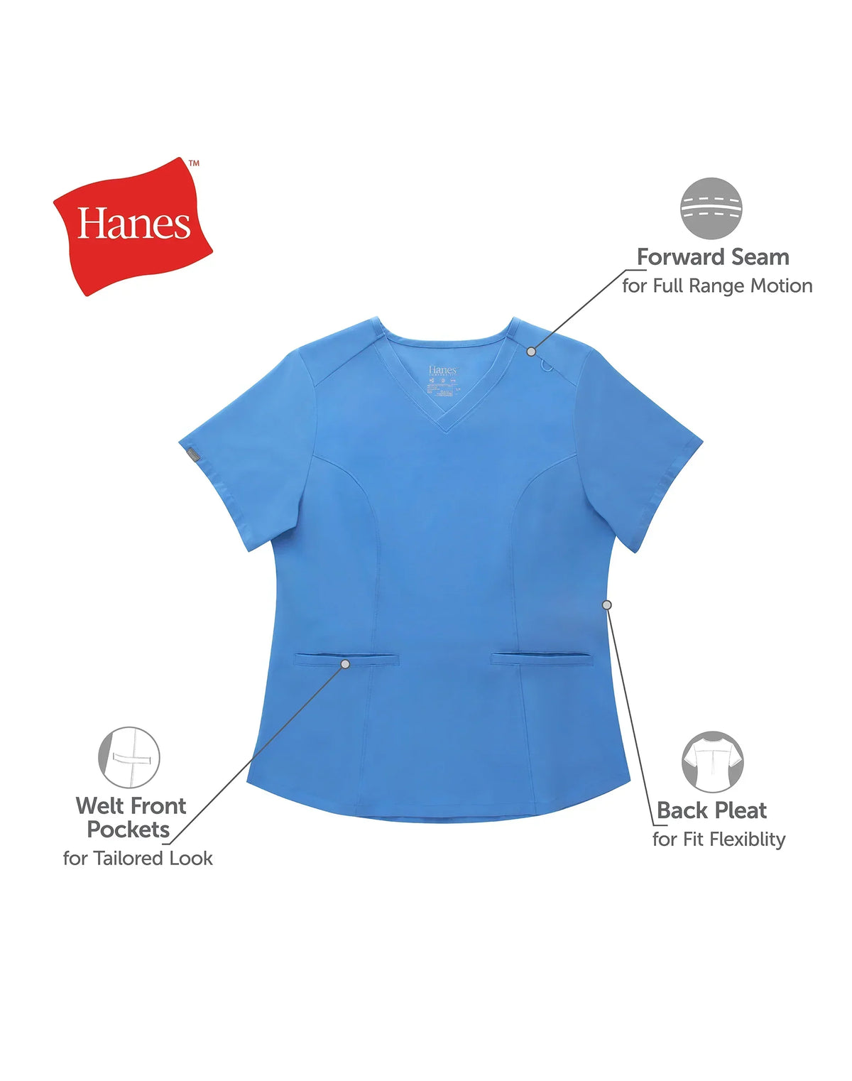 Hanes Comfort Fit Scrubs Women’s V-Neck Scrub Top