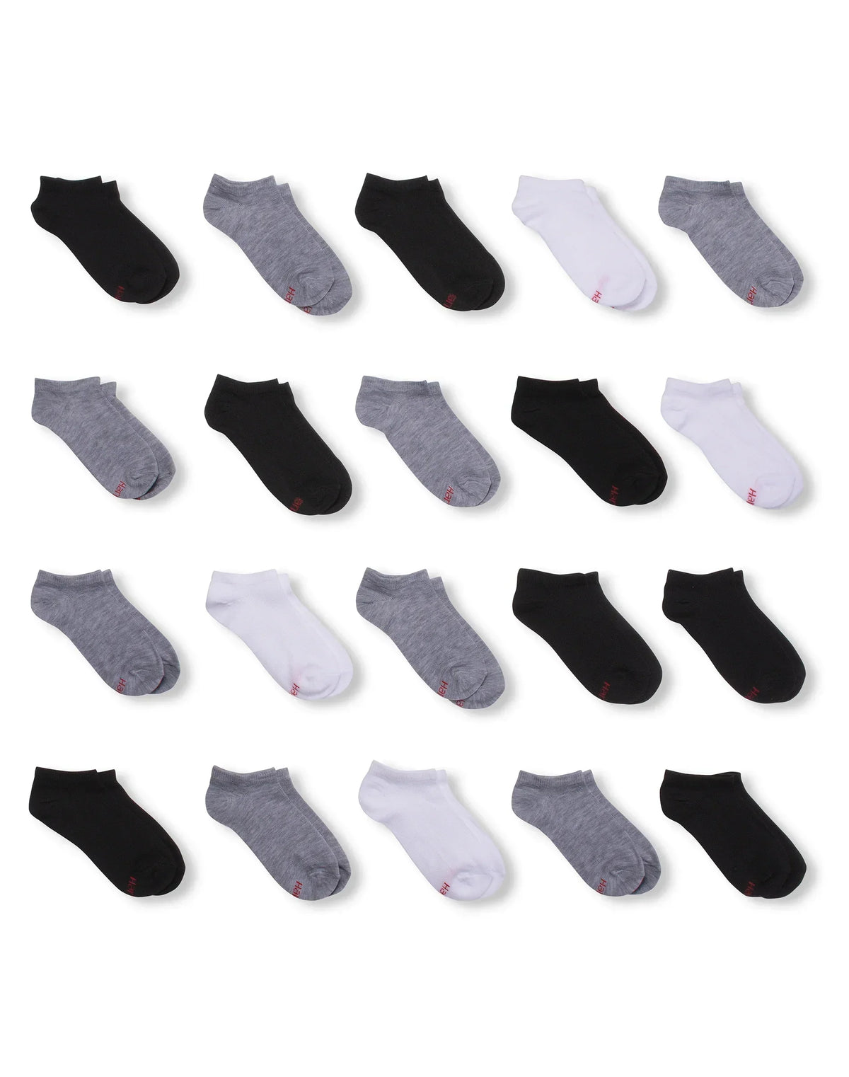 Hanes Boys' No Show Socks, Super Value Pack, 20-Pairs