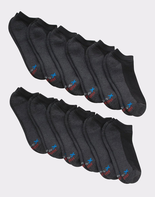 Hanes Men's Cushioned No Show Socks, X-Temp, 12-Pairs