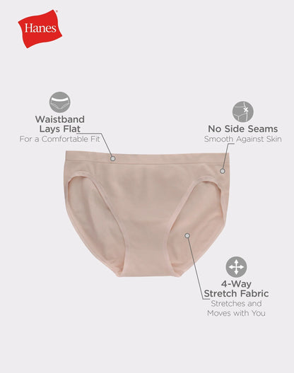Hanes Women's Seamless Bikini Underwear, Comfort Flex Fit, 6-Pack