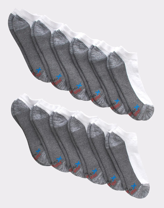 Hanes Men's Cushioned No Show Socks, X-Temp, 12-Pairs