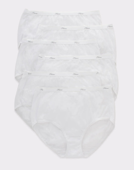 Hanes Women's Cotton Brief Underwear, Moisture-Wicking, 6-Pack