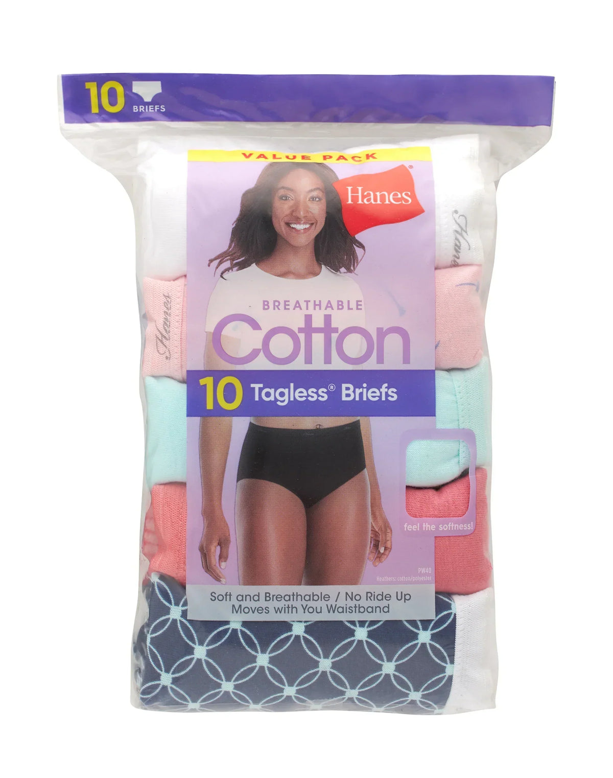 Hanes Women's Breathable Cotton Brief Underwear, White or Assorted, 10-Pack