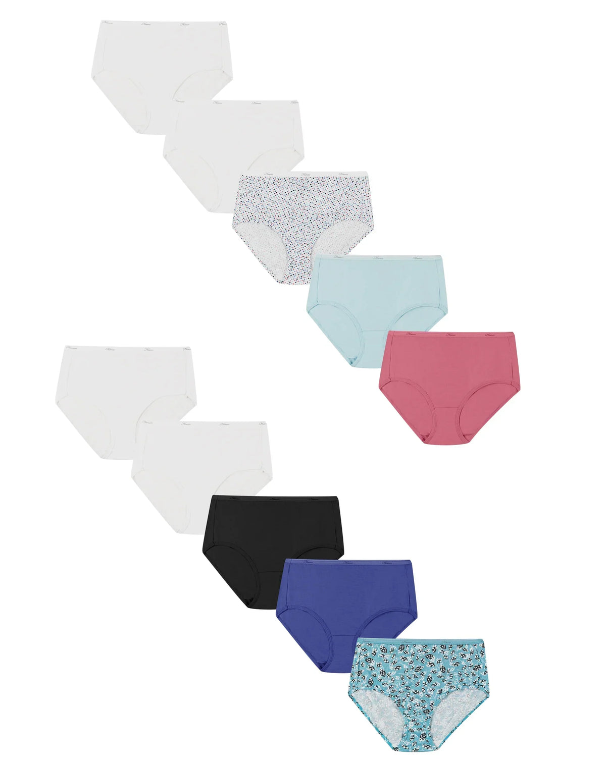 Hanes Women's Breathable Cotton Brief Underwear, White or Assorted, 10-Pack