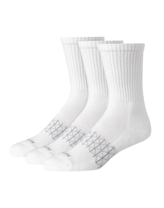 Hanes Absolute Active Men&rsquo;s Cushioned Crew Socks, Shoe Sizes 6-12, 3-Pairs