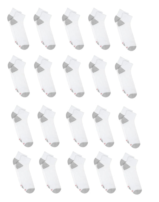 Hanes Men&rsquo;s Cushioned Ankle Socks Pack, 20 Pairs, Moisture Wicking