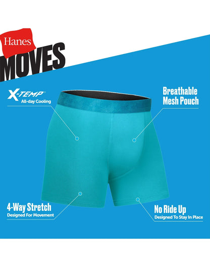 Hanes Moves Boys' Breathable Boxer Brief Underwear, X-Temp, Assorted Prints &amp; Solids, 5-Pack