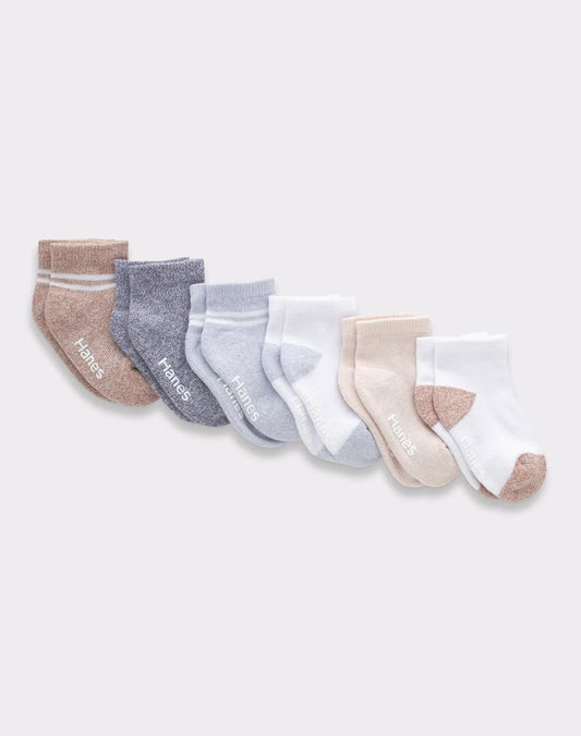 Hanes Pure Comfort Infant/Toddler Boys&rsquo; Ankle Socks, Organic Cotton, 6-Pairs
