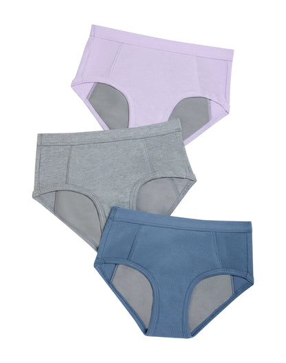 Hanes Girls' Absorbency Underwear Briefs Pack, 3-Pack, Confident Nights, Cotton