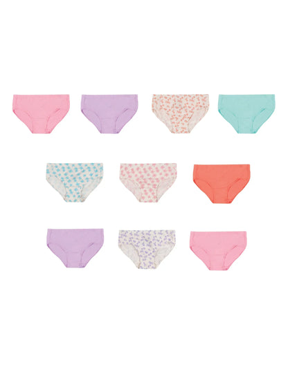 Hanes Pure Comfort Toddler Girls' Cotton Brief Underwear, 10-Pack