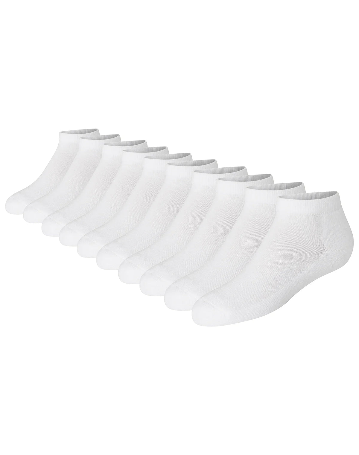 Hanes Girls' No Show Socks, White, 10-Pack