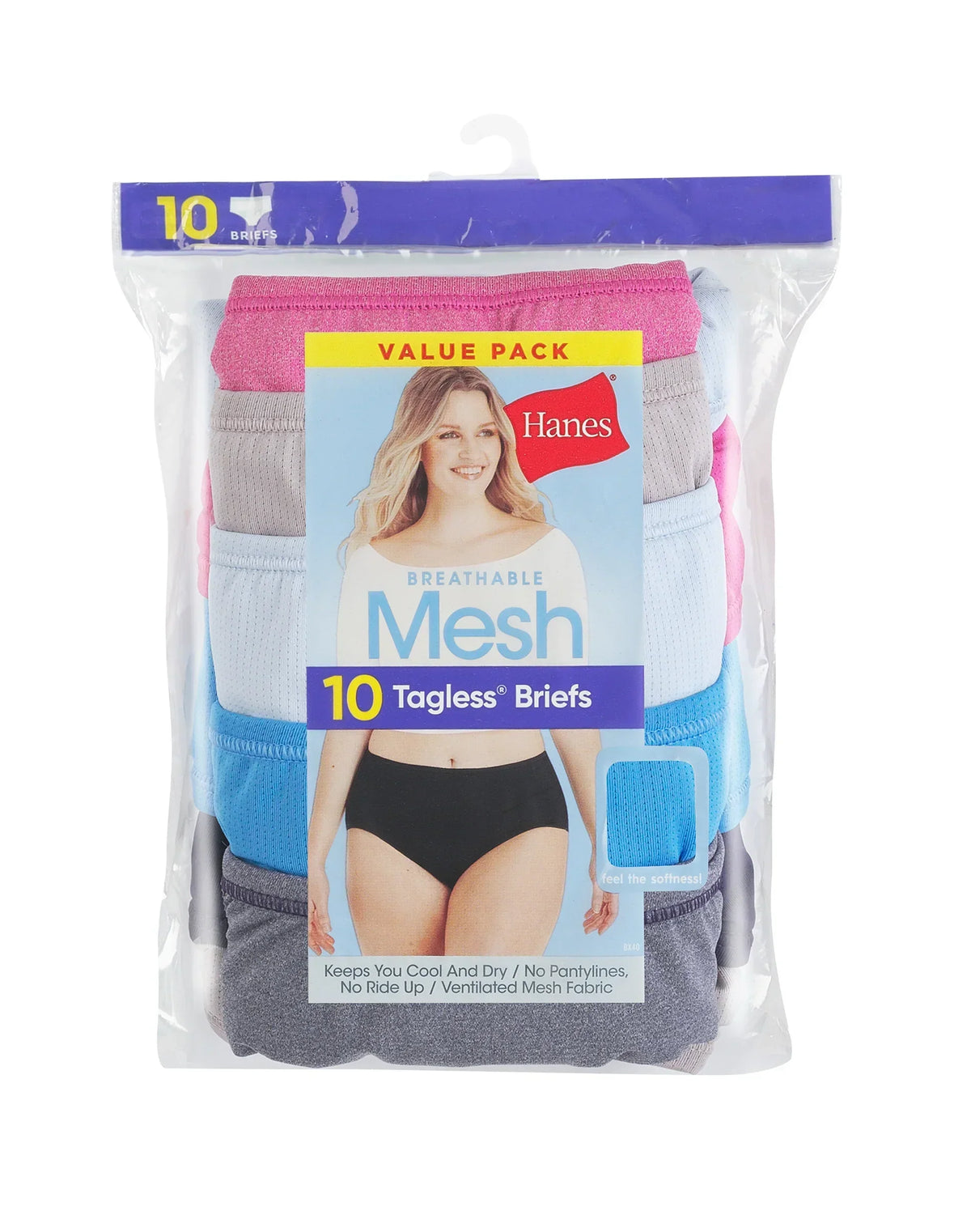 Hanes Breathable Mesh Women's Brief Underwear, 10-Pack