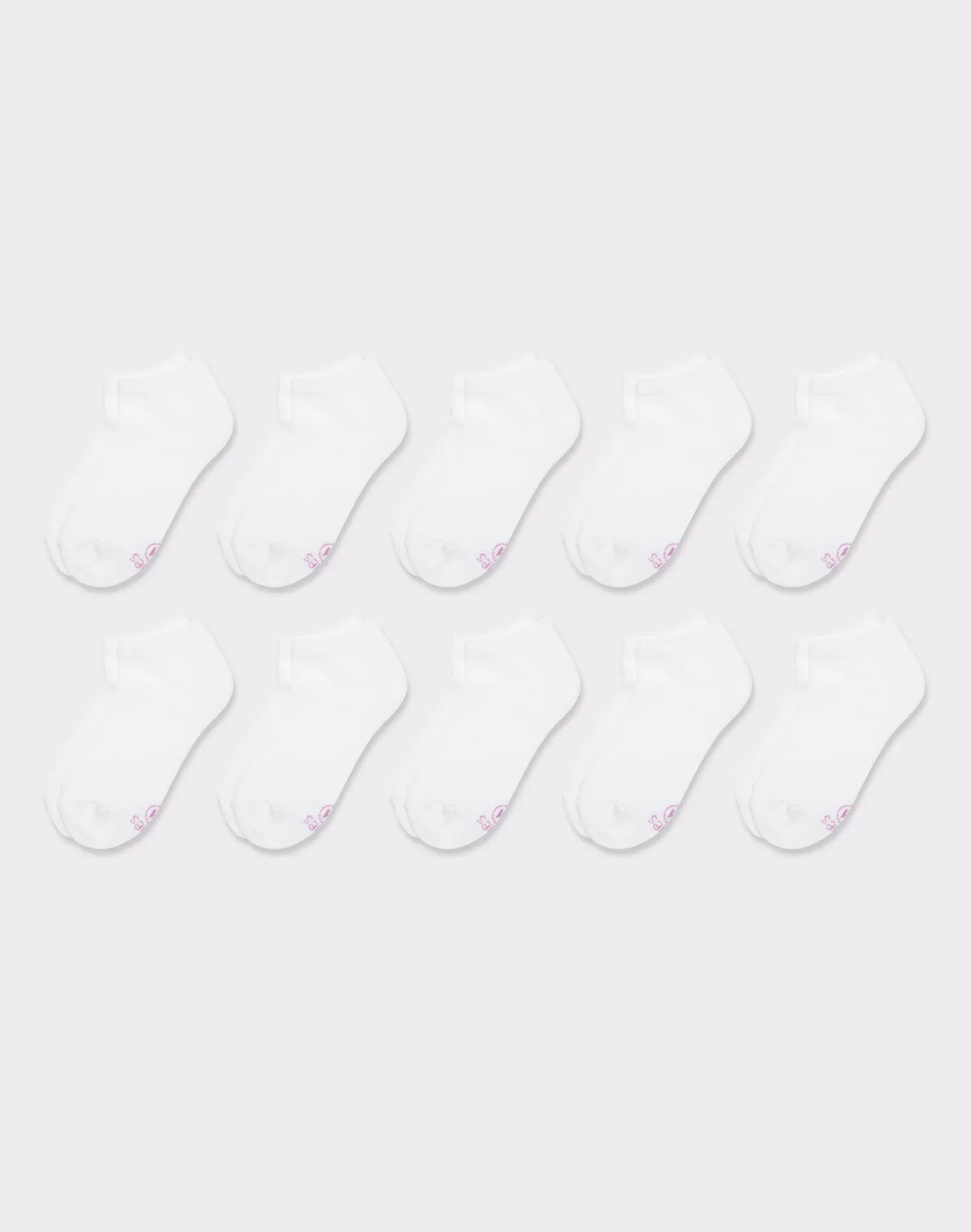 Hanes Girls' No Show Socks, White, 10-Pack