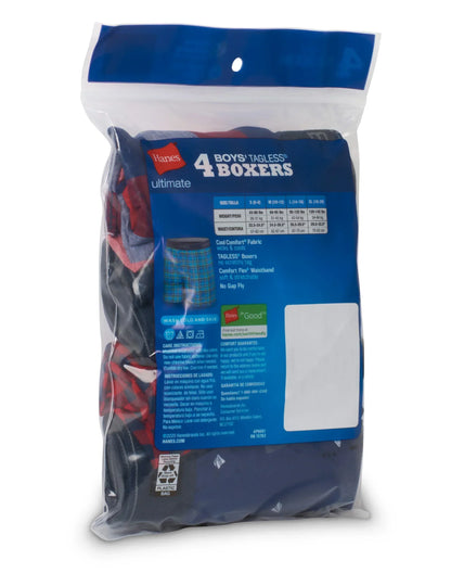 Hanes Ultimate ComfortSoft Boys' Woven Boxer Underwear, Assorted, 4-Pack
