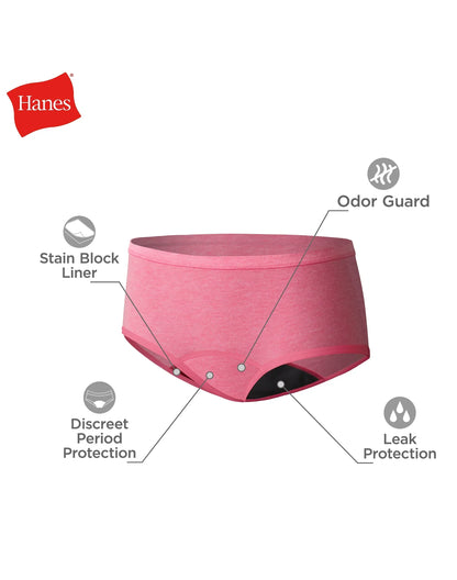 Hanes Comfort, Period. Girls' Boyshort Period Underwear, Moderate Leaks, 4-Pack