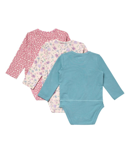 Hanes Pure Comfort Baby Long Sleeve Bodysuits, Organic Cotton, Boys &amp; Girls, 3-Pack