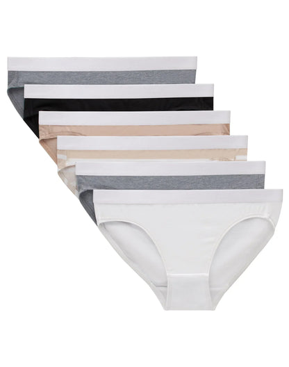 Hanes Originals Girls' Underwear Bikinis, 6-Pack, Cotton Stretch